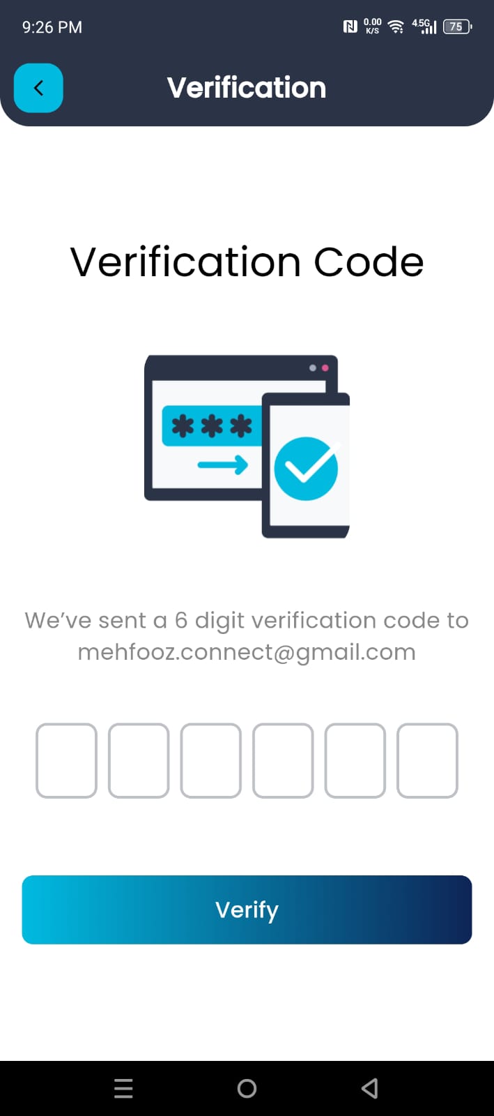 Verification screen